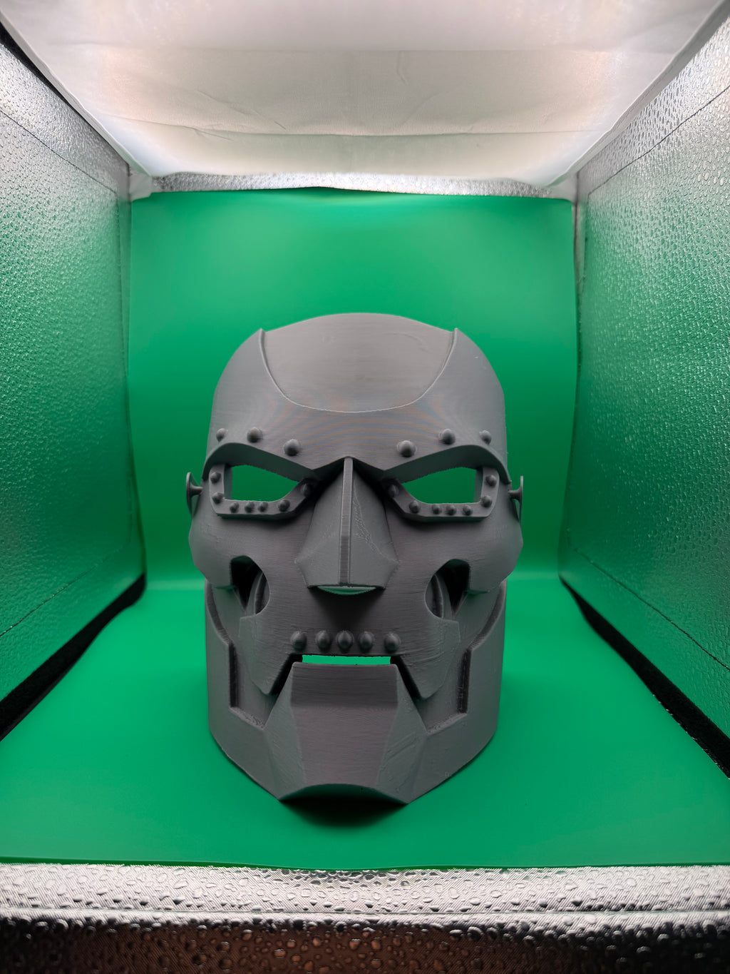 3D Printed Dr. Doom Mask – Wearable Marvel Villain Cosplay Helmet with Adjustable Strap | Comic Book Armor Prop