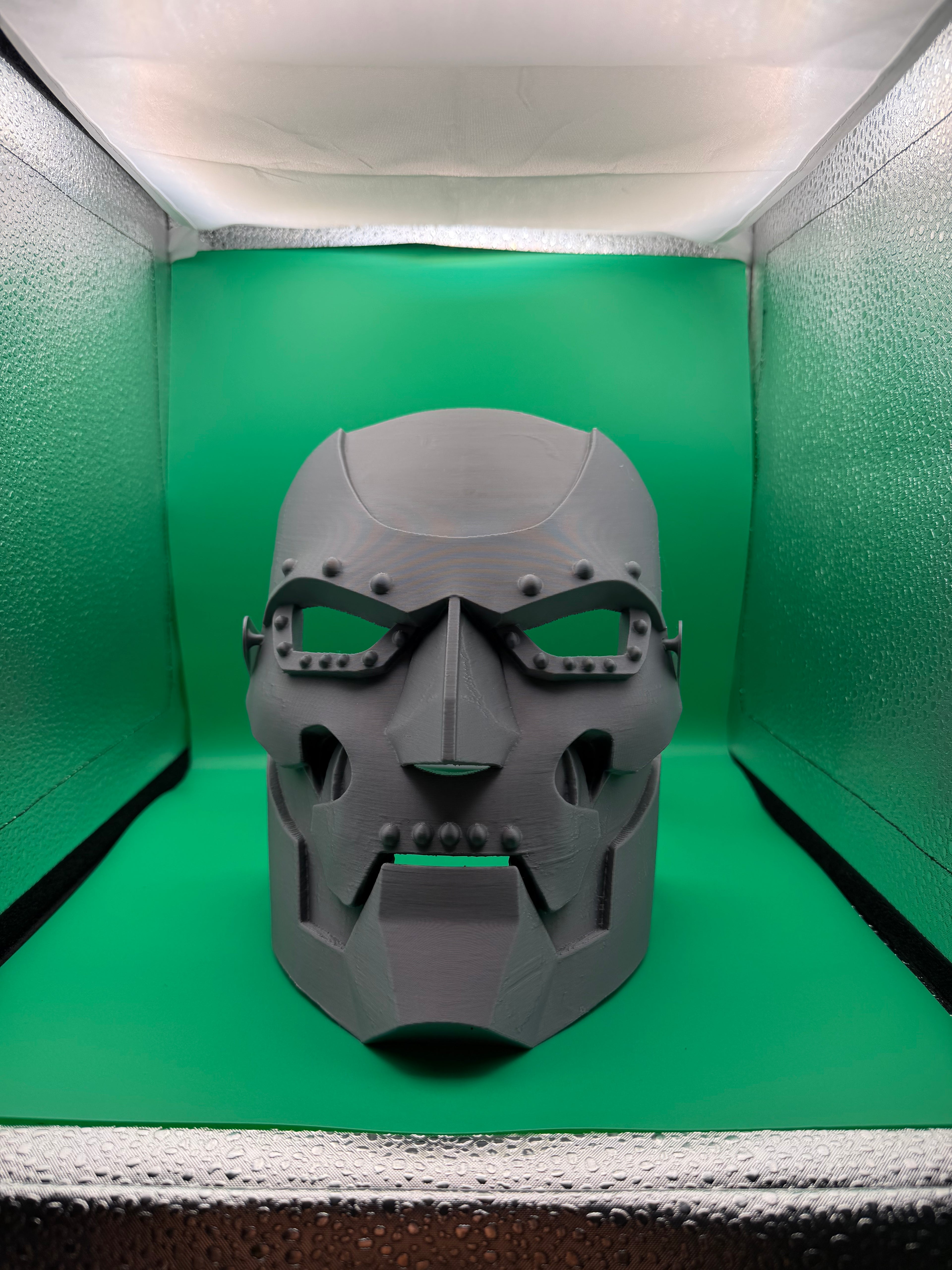 3D Printed Dr. Doom Mask – Wearable Marvel Villain Cosplay Helmet with Adjustable Strap | Comic Book Armor Prop