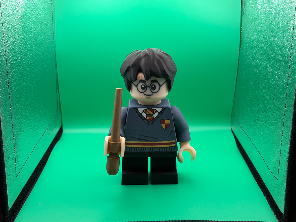 3D Printed Big Brick Harry Potter Figure – Wizard Collectible Toy | Block-Style Character Display | Fan Gift