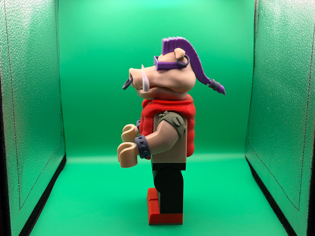 3D Printed Big Brick Bebop Figure – TMNT Inspired Villain Collectible | Block-Style Cartoon Character Display | Fan Gift