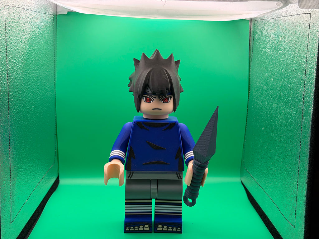 3D Printed Big Brick Sasuke Figure – Naruto Inspired Anime Collectible | Block-Style Ninja Character Display | Fan Gift
