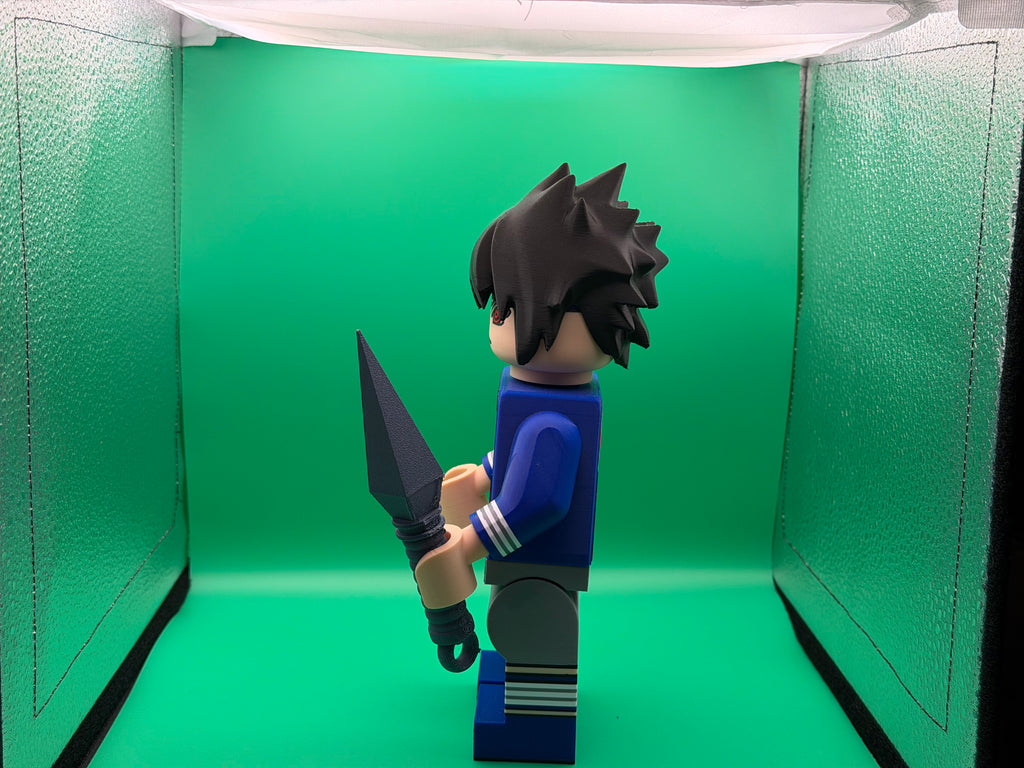 3D Printed Big Brick Sasuke Figure – Naruto Inspired Anime Collectible | Block-Style Ninja Character Display | Fan Gift