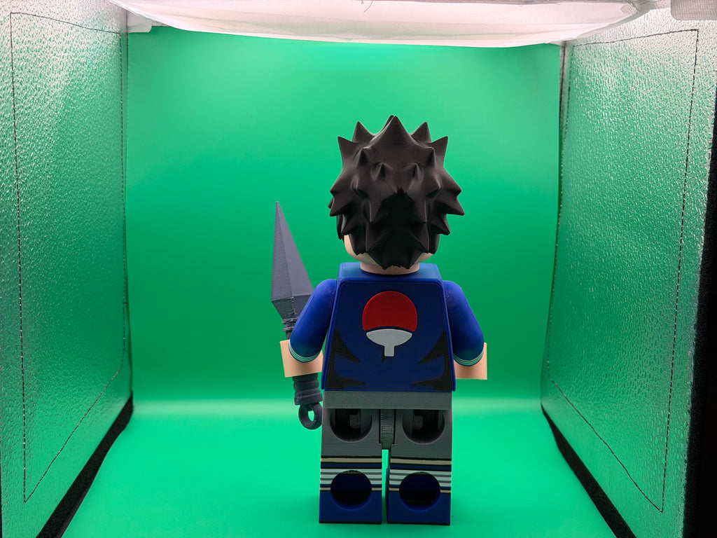 3D Printed Big Brick Sasuke Figure – Naruto Inspired Anime Collectible | Block-Style Ninja Character Display | Fan Gift