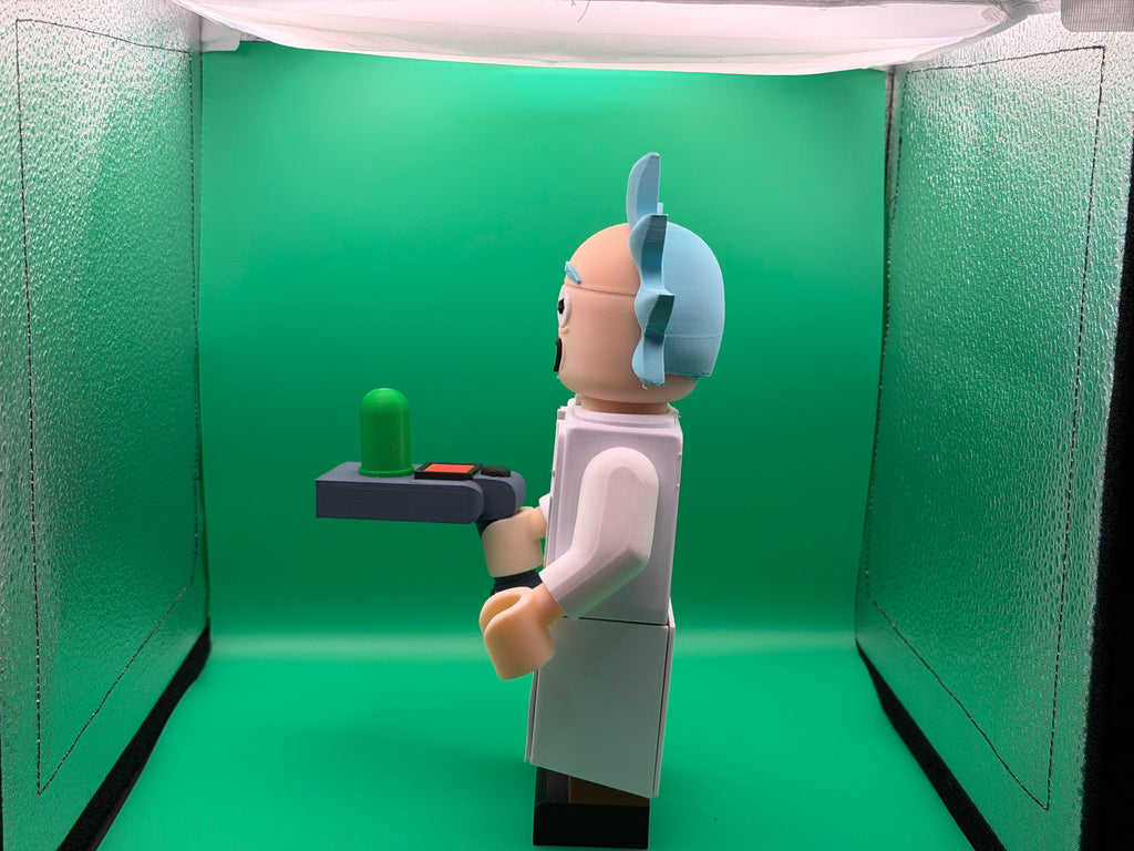 3D Printed Big Brick Rick Figure – Rick and Morty Inspired Scientist Collectible | Block-Style Cartoon Character Display