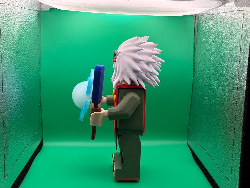 3D Printed Big Brick Jiraiya Figure – Naruto Inspired Legendary Sannin Collectible | Block-Style Anime Character Display
