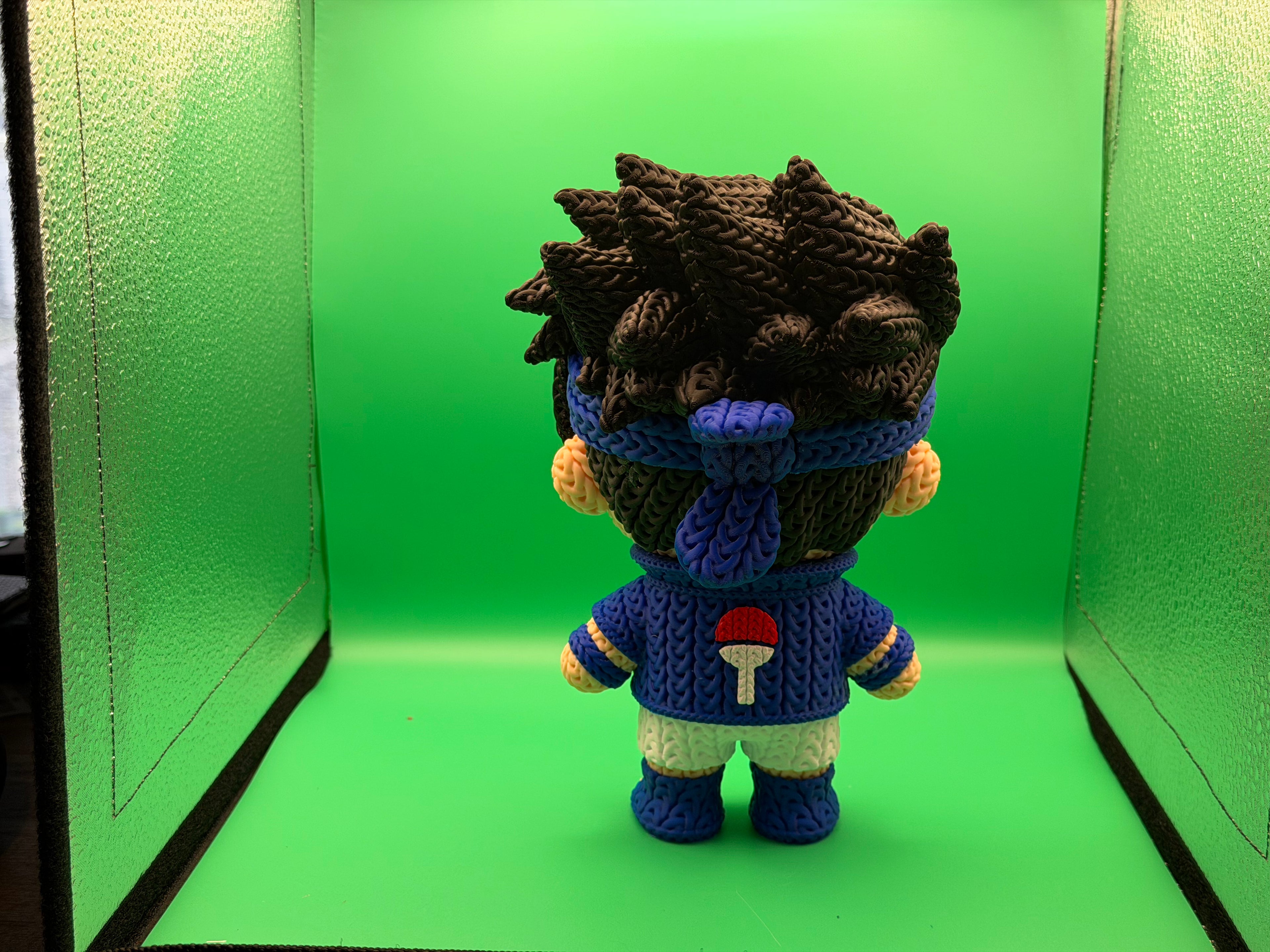 3D Printed Crocheted Sasuke Uchiha Figure – Anime Collectible Display Piece ⚡🖤
