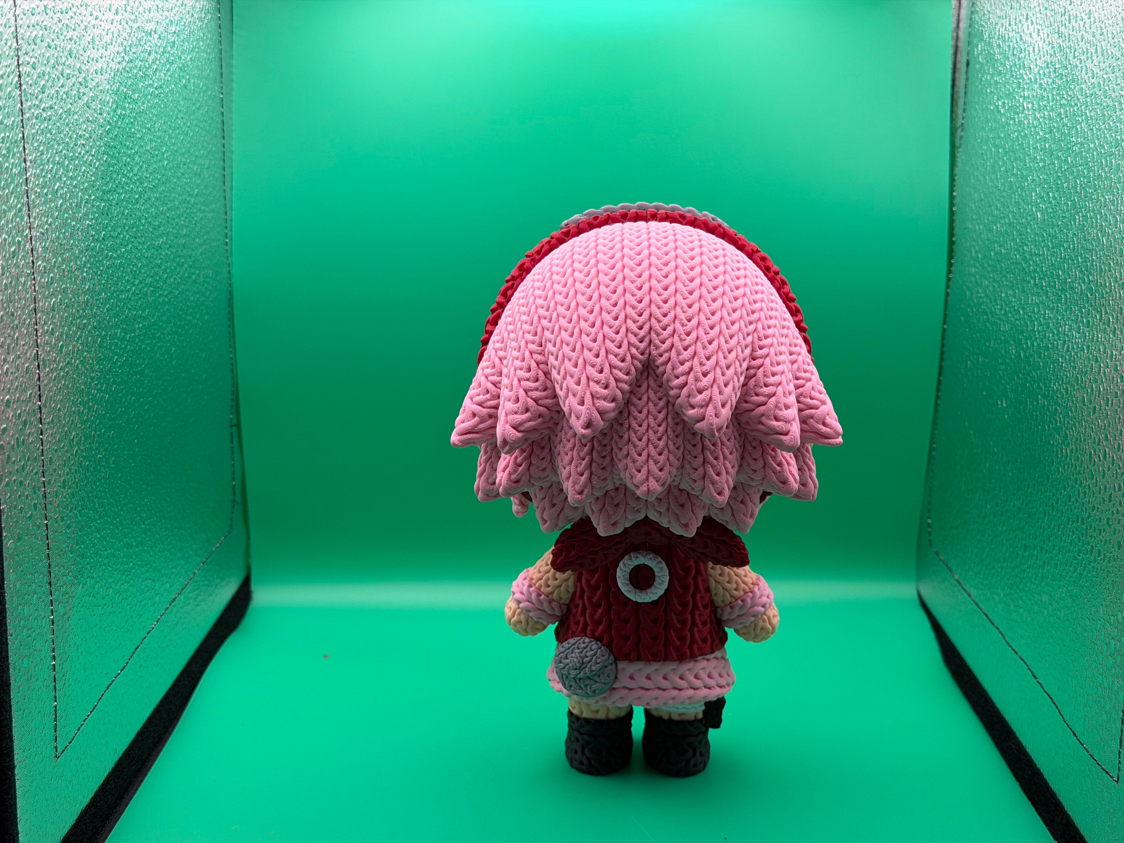 3D Printed Crocheted Sakura Haruno Figure – Cute Anime Collectible Display Piece 🌸💖