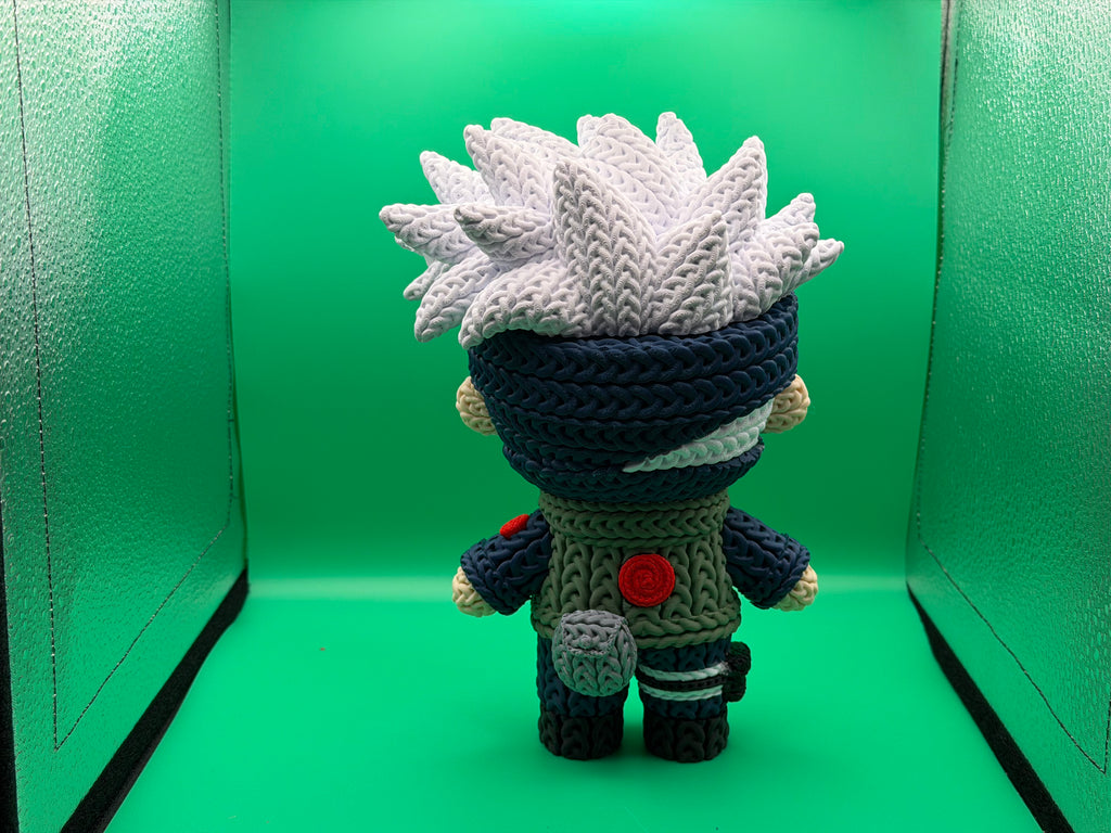 3D Printed Crocheted Kakashi Hatake Figure – Copy Ninja Anime Collectible Display Piece ⚡📖