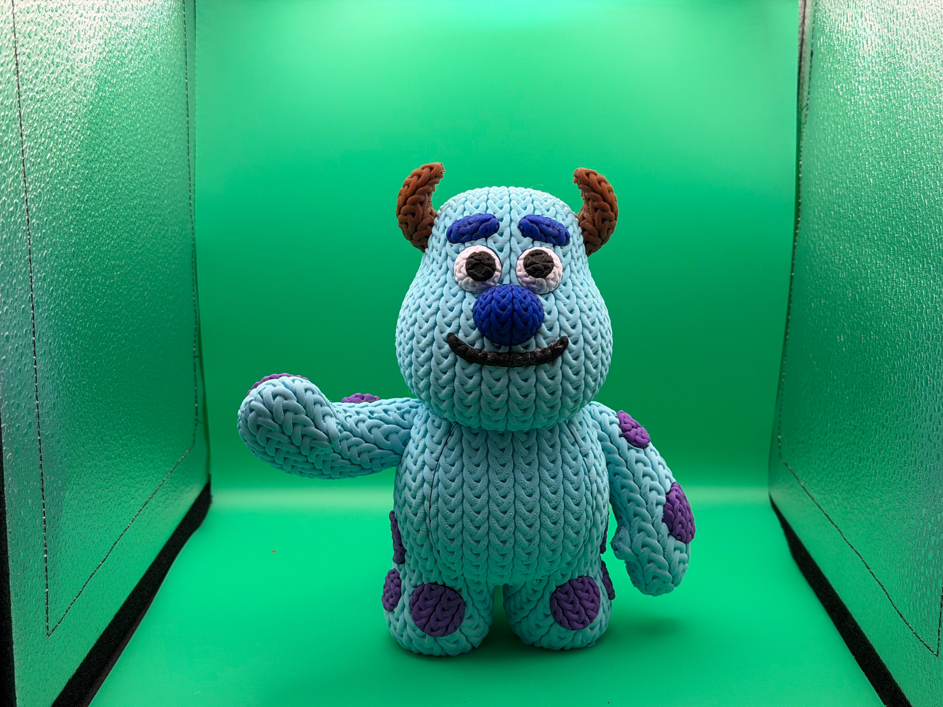 3D Printed Crocheted Sully Monster Figure – Cute Movie Character Collectible Display Piece 💙👹