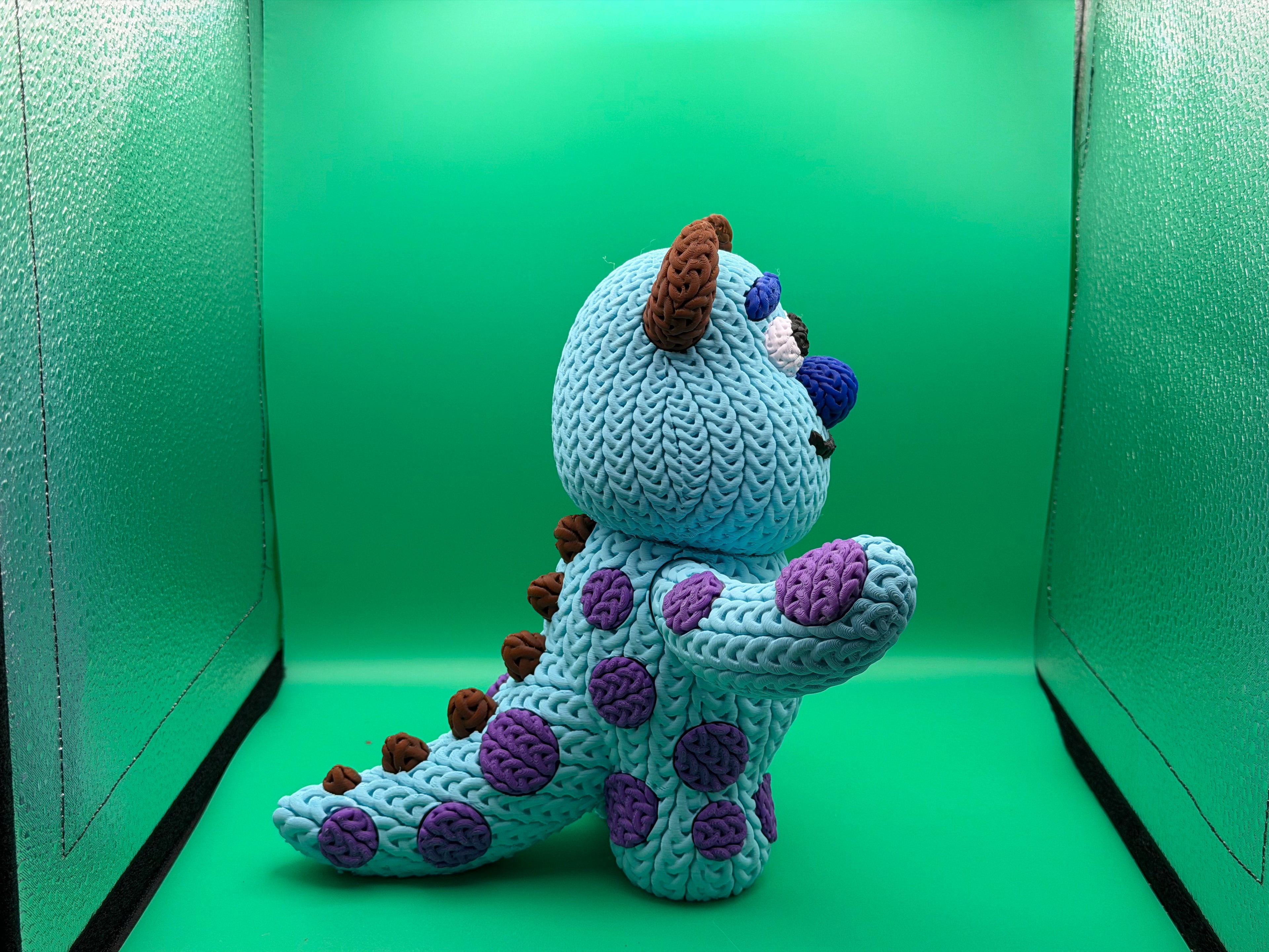 3D Printed Crocheted Sully Monster Figure – Cute Movie Character Collectible Display Piece 💙👹