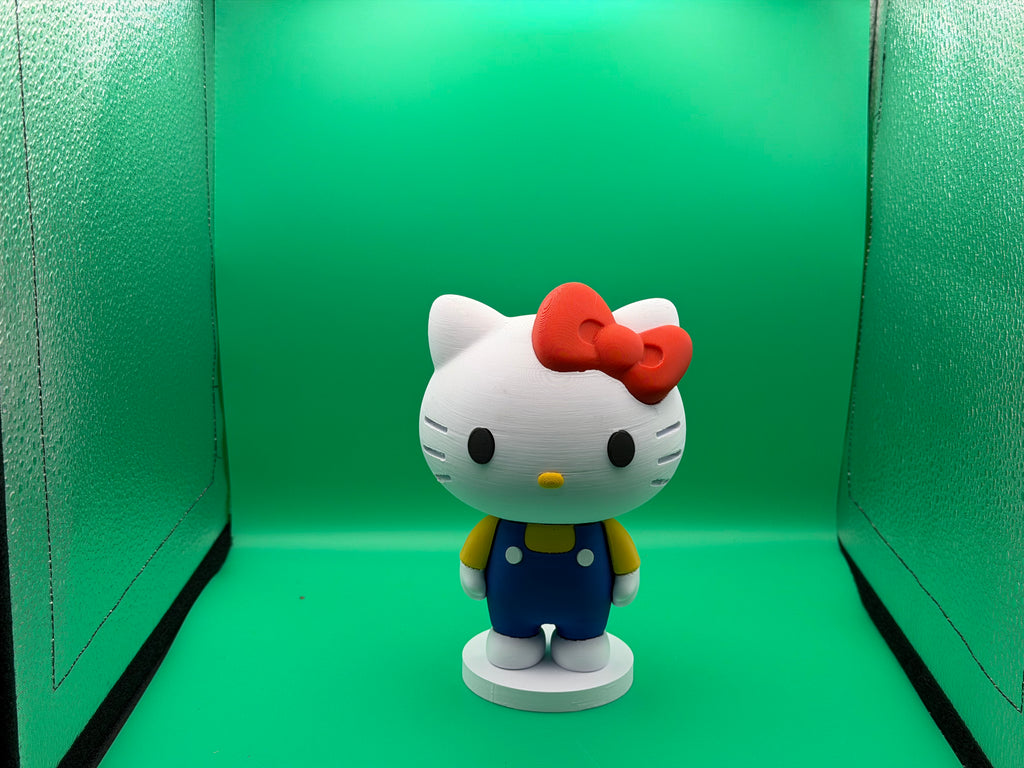 3D Printed Hello Kitty Figure with Stand – Cute Cartoon Character Collectible Display Piece 🎀🐱