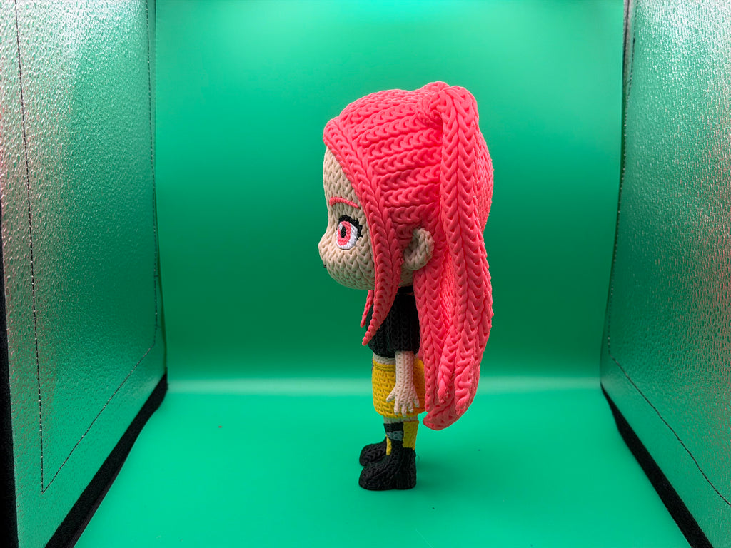 3D Printed Crocheted Mira Figure – Cute Anime Character Collectible Display Piece ✨🖤