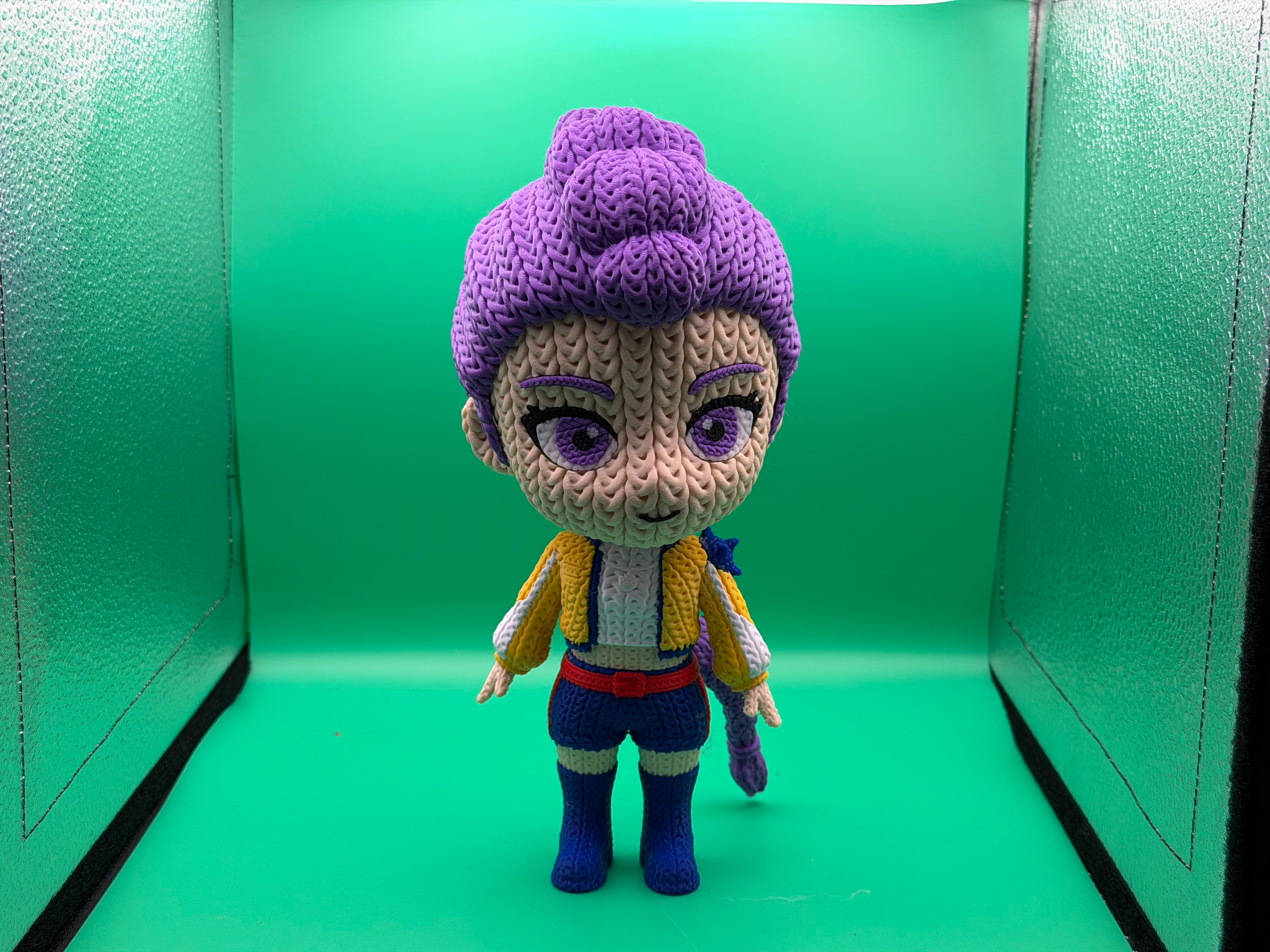 3D Printed Crocheted Rumi Figure – Cute Anime Character Collectible Display Piece 🐰✨