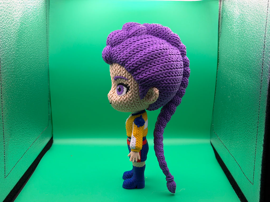 3D Printed Crocheted Rumi Figure – Cute Anime Character Collectible Display Piece 🐰✨