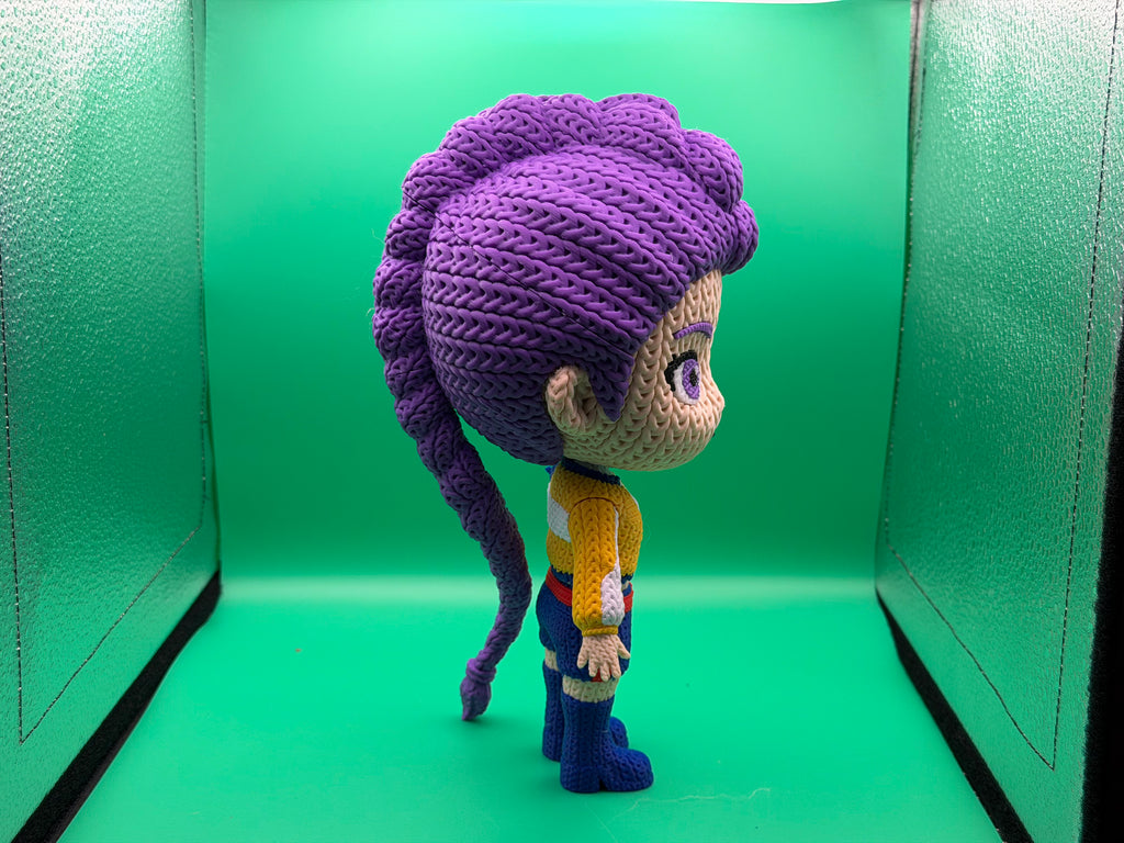 3D Printed Crocheted Rumi Figure – Cute Anime Character Collectible Display Piece 🐰✨