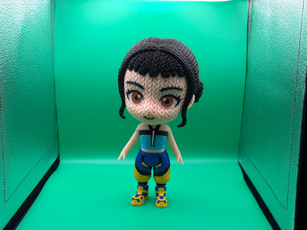 3D Printed Crocheted Zoey Figure – Cute Character Collectible Display Piece 💜✨