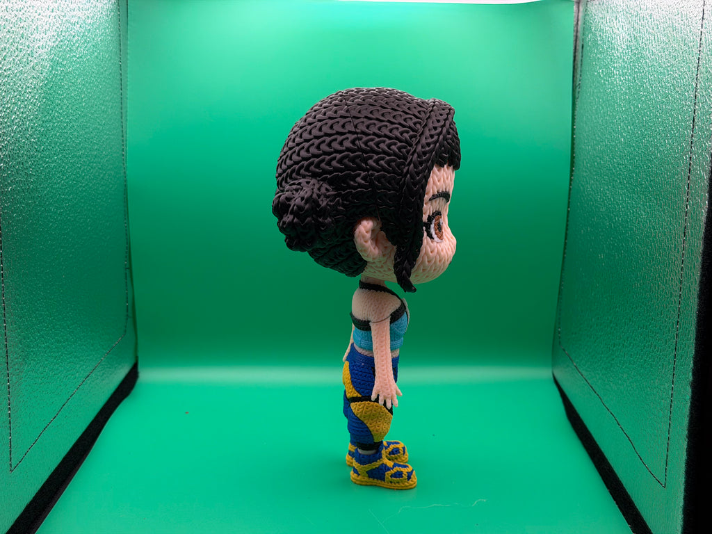 3D Printed Crocheted Zoey Figure – Cute Character Collectible Display Piece 💜✨