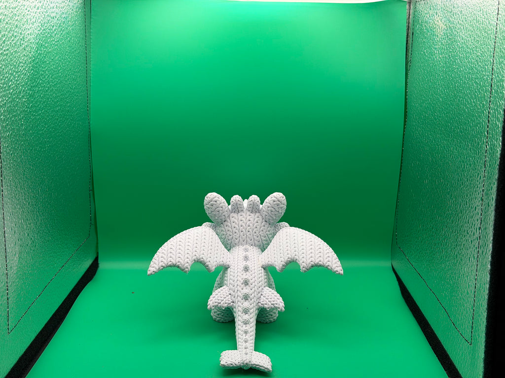 3D Printed Crocheted Light Fury Dragon Figure – Cute White Dragon Collectible Display Piece 🤍🐉