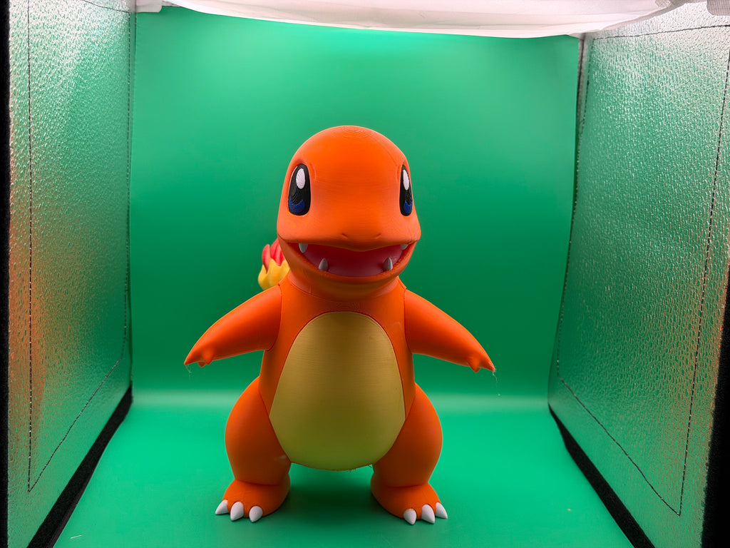 3D Printed Charmander Figure – Fire Lizard Character Collectible, Pokémon-Inspired Desk Display, Unique Gift for Fans