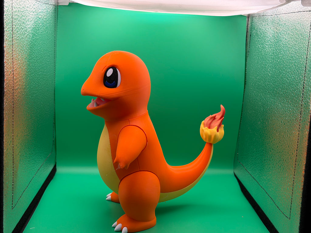 3D Printed Charmander Figure – Fire Lizard Character Collectible, Pokémon-Inspired Desk Display, Unique Gift for Fans