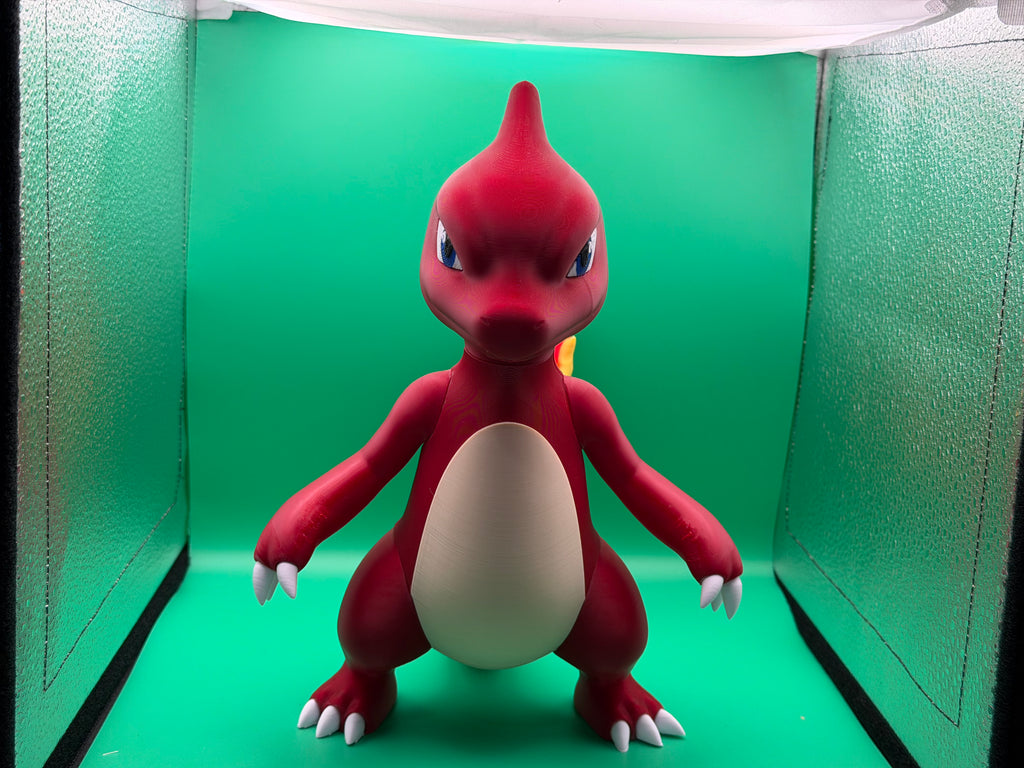 3D Printed Charmeleon Figure – Fire Lizard Evolution Collectible, Pokémon-Inspired Desk Display, Unique Gift for Fans