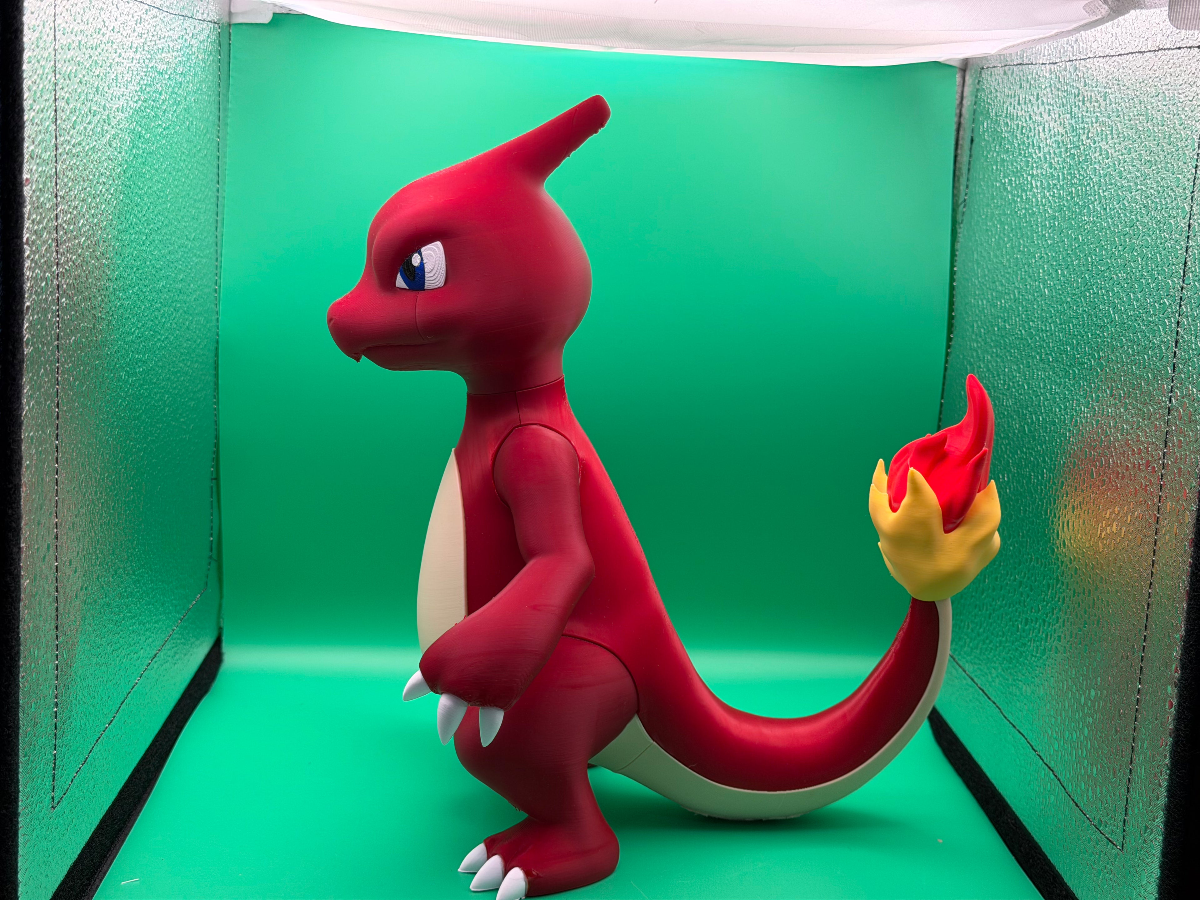 3D Printed Charmeleon Figure – Fire Lizard Evolution Collectible, Pokémon-Inspired Desk Display, Unique Gift for Fans
