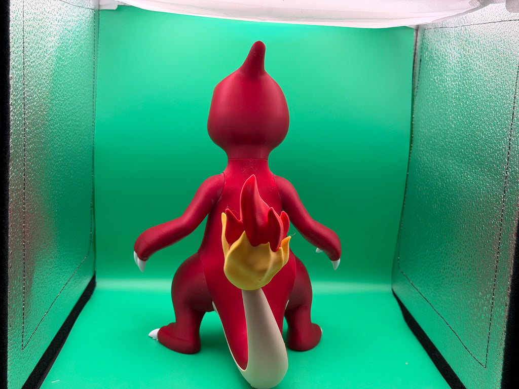 3D Printed Charmeleon Figure – Fire Lizard Evolution Collectible, Pokémon-Inspired Desk Display, Unique Gift for Fans