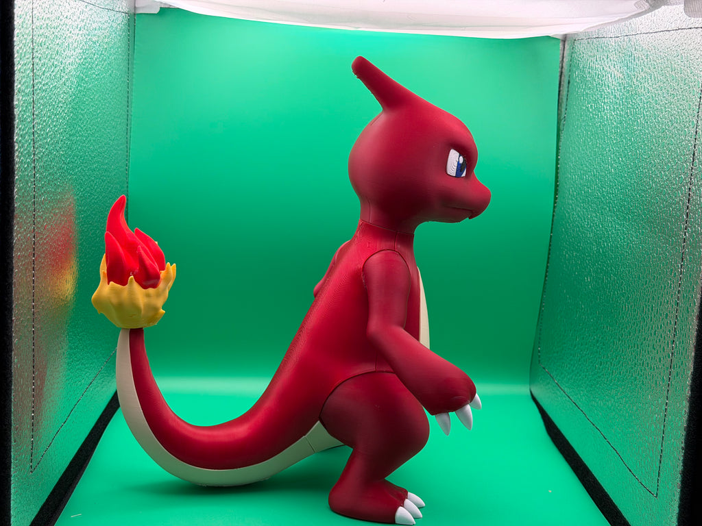 3D Printed Charmeleon Figure – Fire Lizard Evolution Collectible, Pokémon-Inspired Desk Display, Unique Gift for Fans