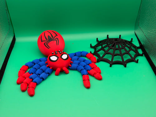 3D Printed Articulated Spider with Retractable Web – Poseable Superhero-Inspired Fidget Toy, Hanging Desk Décor, Unique Gift for Fans