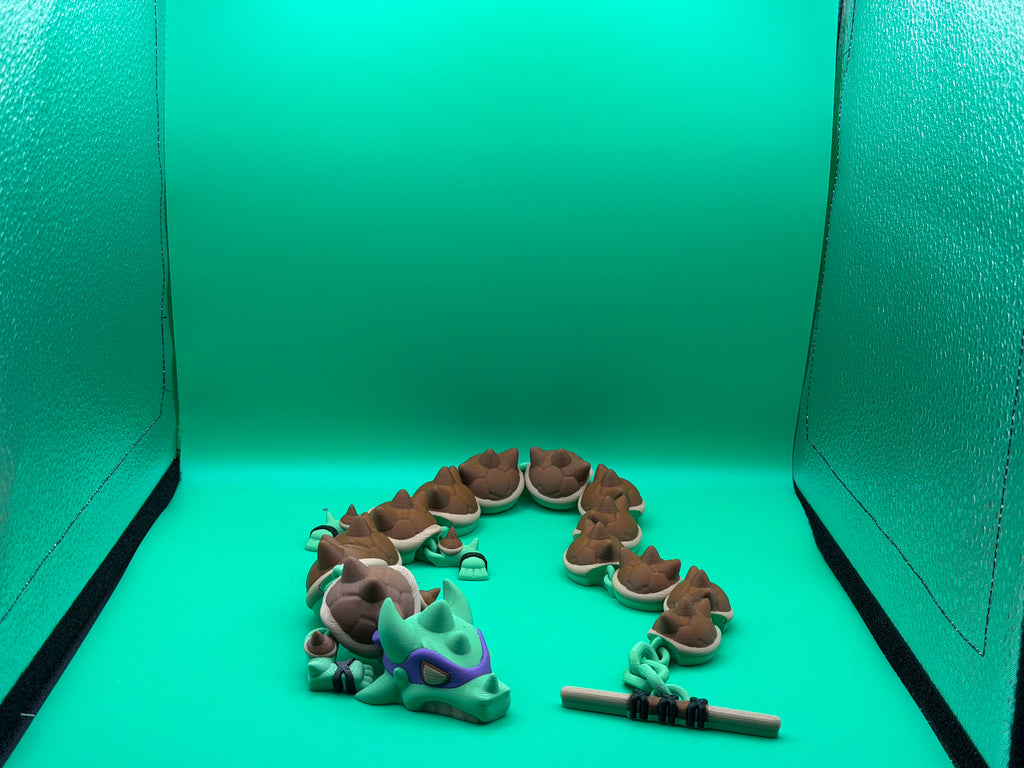 Articulated Donatello-Inspired Ninja Turtle Dragon – 3D Printed Flexible Tech Warrior Dragon Collectible Display Piece 🐢🐉
