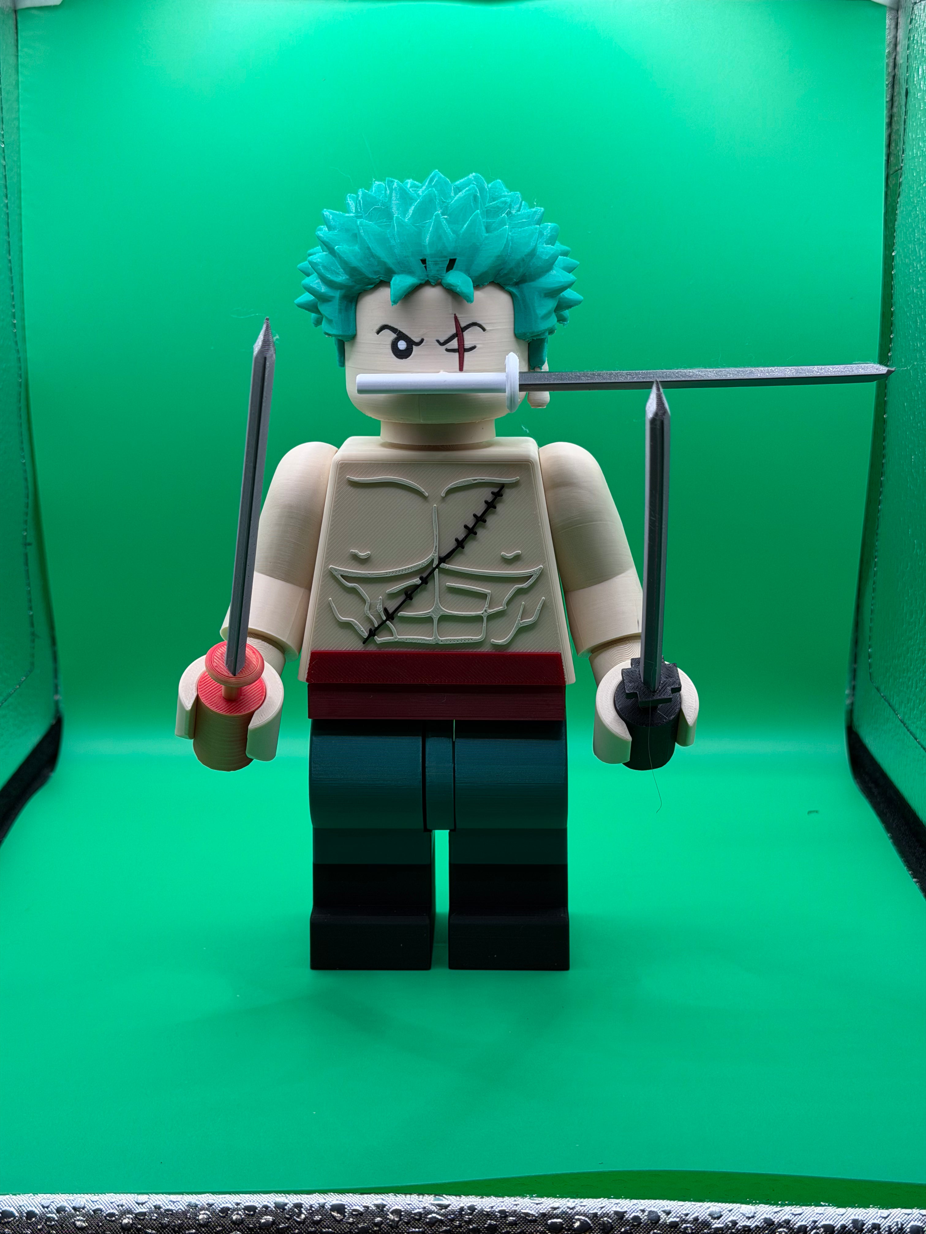 Big Brick Roronoa Zoro Figure – Anime Swordsman Collectible Display Piece ⚔️🟩